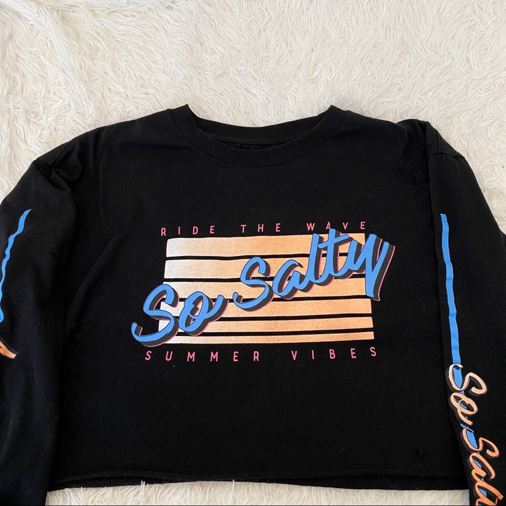 So Salty Graphic Long Sleeve Crop Top